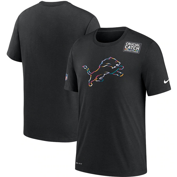 Detroit Lions 2020 Black Sideline Crucial Catch Performance NFL T-Shirt (All Size)